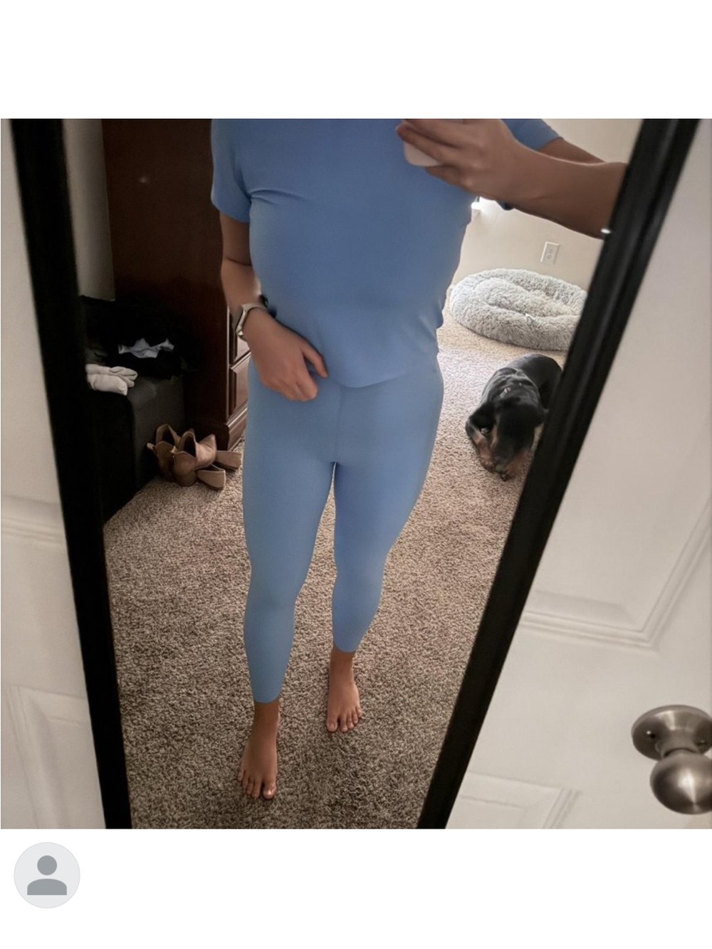 Seamless High-Waist 7/8 Leggings - Light Blue and tee ( set)
